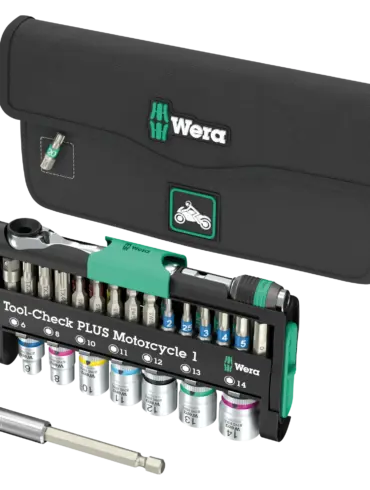Wera Tool-Check PLUS Motorrad 1 Werkzeugsatz mit Bitknarre, Bits, Stecknüssen und Transporttasche für Motorräder