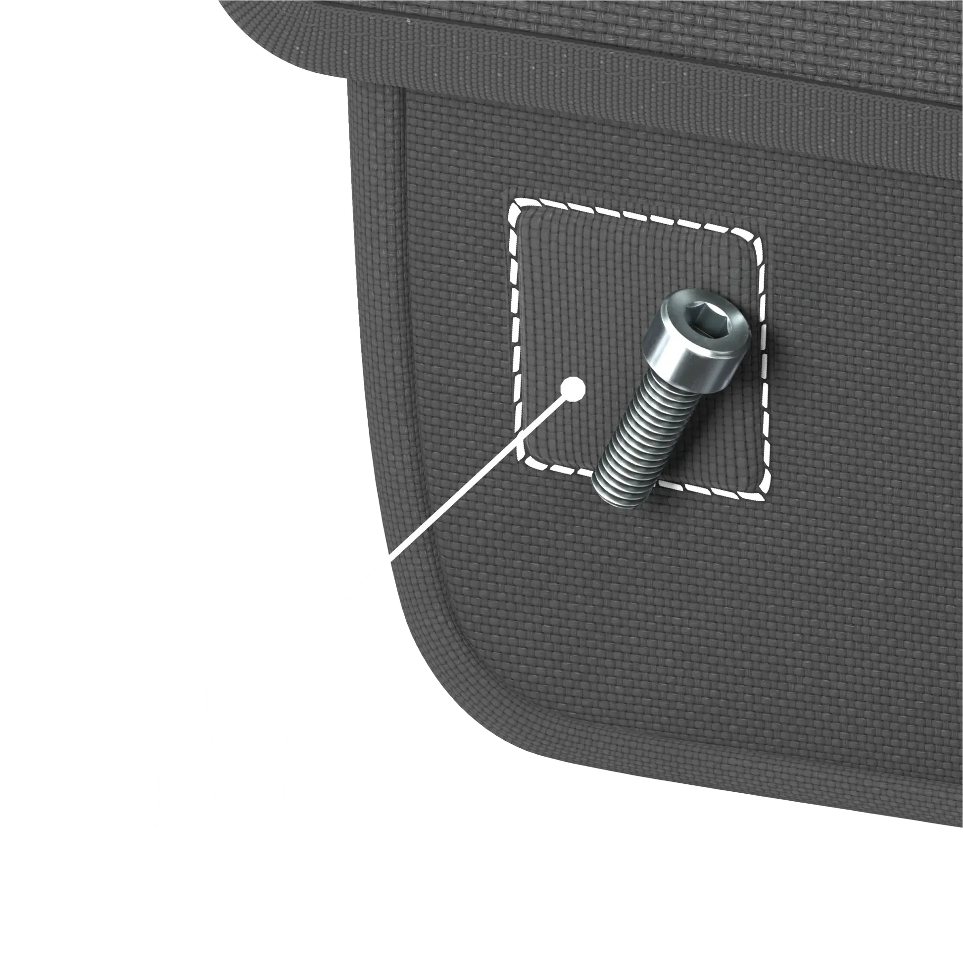 Nahaufnahme des Magneten an der Werkzeugtasche Wera Tool-Check PLUS Motorrad 1 mit befestigter Schraube.
