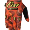 FIST Handwear Handschuh in Orange mit Schokoladenmotiv und Logo, ideal für Motocross und MTB