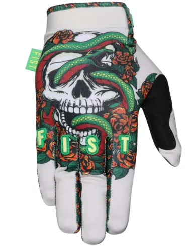 FIST Handschuh mit farbigem Totenkopf- und Schlangen-Design aus Twill-Spandex-Obermaterial