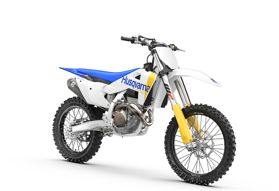 Husqvarna FC 350 2027 Motocross-Motorrad in Seitenansicht vor weißem Hintergrund