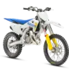 Motocross-Motorrad Husqvarna TC 85 17/14 in Seitenansicht vor weißem Hintergrund