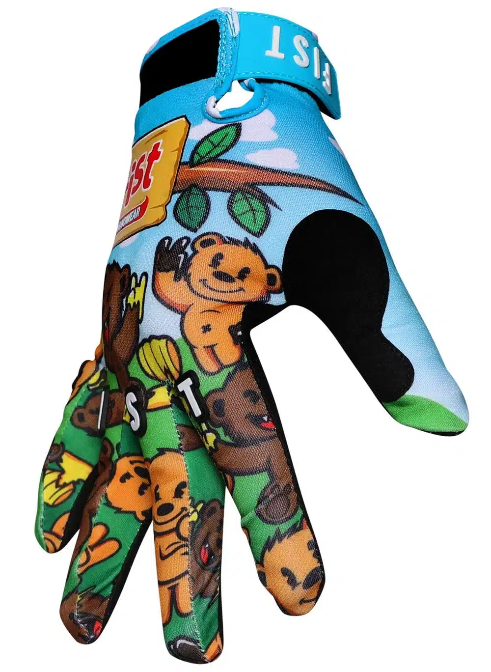 FIST Handwear LIL TEDS Handschuh mit buntem Bärenmotiv, geeignet für Motocross, BMX und MTB.