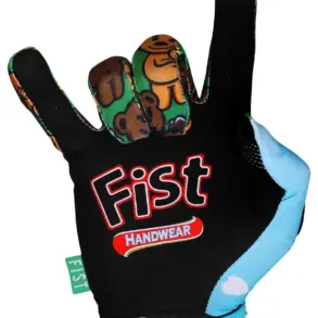 FIST Handwear LIL TEDS Handschuh mit buntem Design und Logo auf dem Handrücken