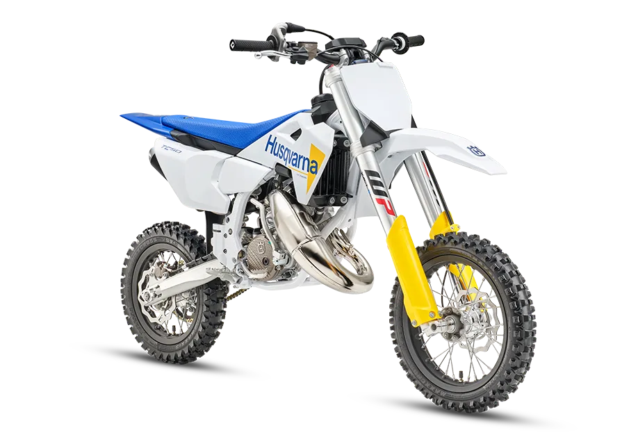 Husqvarna TC 50 2027 Kinder-Motocross-Motorrad in Seitenansicht vor weißem Hintergrund