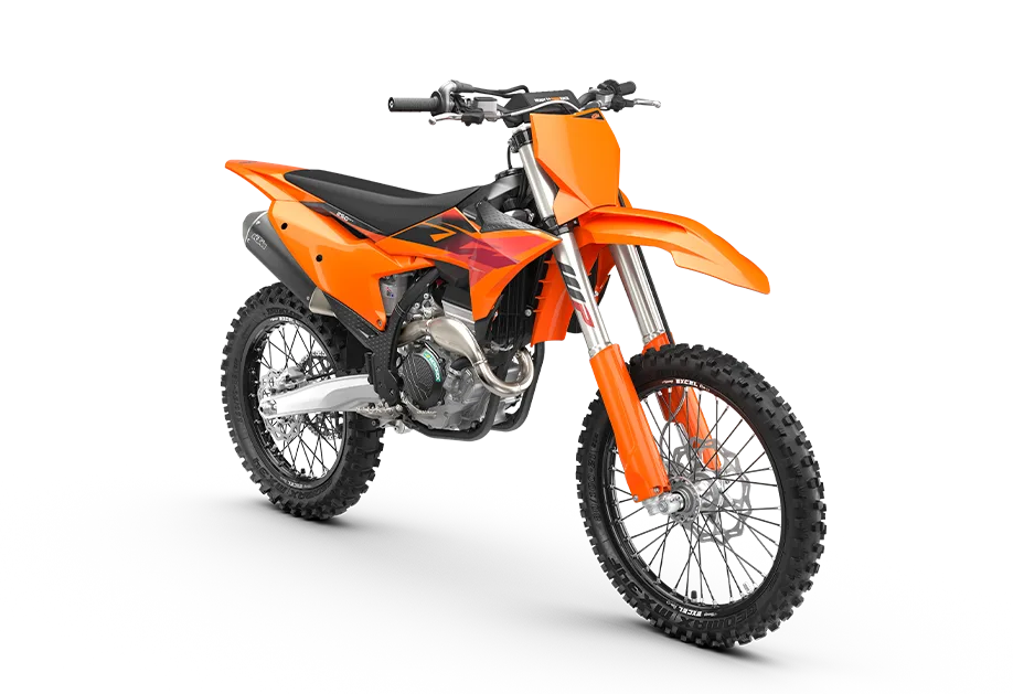 KTM 250 SX-F 2027 Motocross-Motorrad in orange seitlich fotografiert