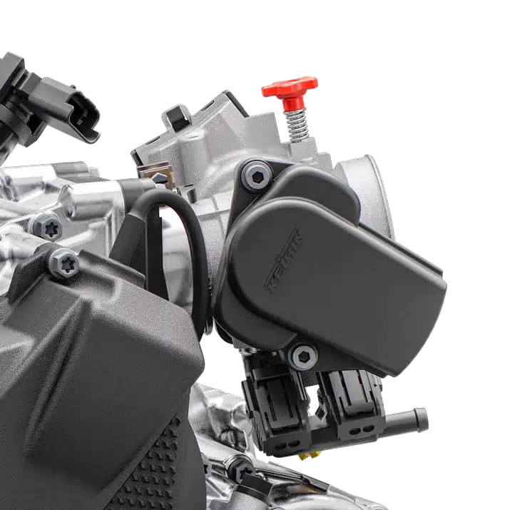 Keihin-Einspritzanlage am Zweitaktmotor der Husqvarna TC 125 2027 in Nahaufnahme