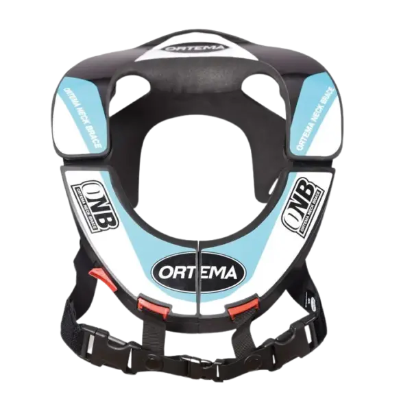 ONB Neck Brace 3.0 in Schwarz mit blauen Details – Nackenstütze für Motocross und Offroad