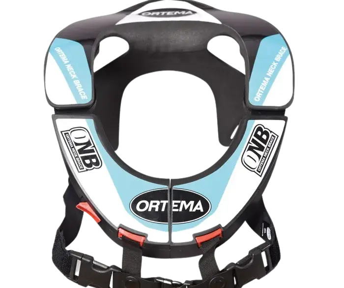 ONB Neck Brace 3.0 in Schwarz mit blauen Details – Nackenstütze für Motocross und Offroad