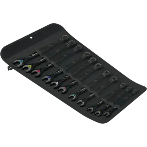 Mattschwarzes Ringratschen-Maulschlüssel-Set Black Edition in Rolltasche, verschiedene Größen