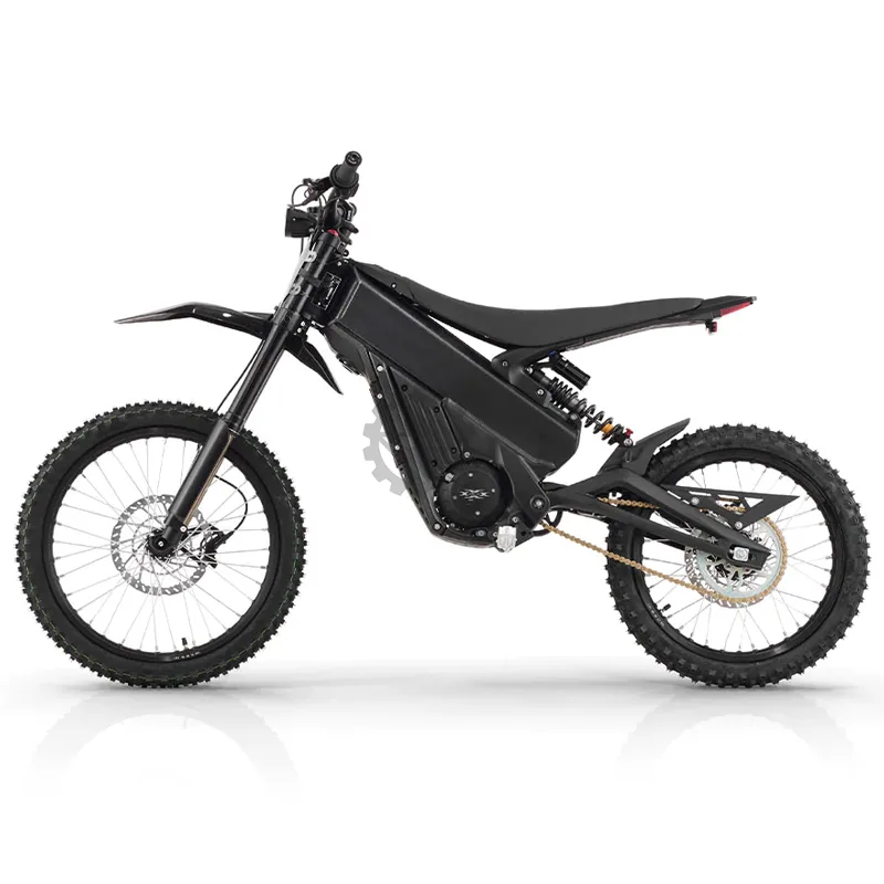 Seitenansicht des schwarzen Talaria X3 Concept Elektro-Dirtbikes mit Offroad-Bereifung und sportlicher Rahmenkonstruktion.