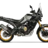 VOGE DS800X RALLY Motorrad, schwarze Enduro mit goldenen Felgen in Seitenansicht