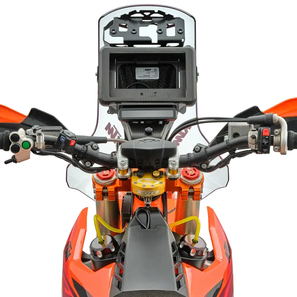 Lenker und Navigationssystem einer KTM 450 RALLY REPLICA 2027 im Detail