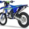Sherco 250 SE FACTORY 2026 Enduro-Motorrad in Blau seitliche Rückansicht auf weißem Hintergrund