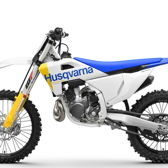 Husqvarna TC 250 Motocross-Motorrad in Seitenansicht