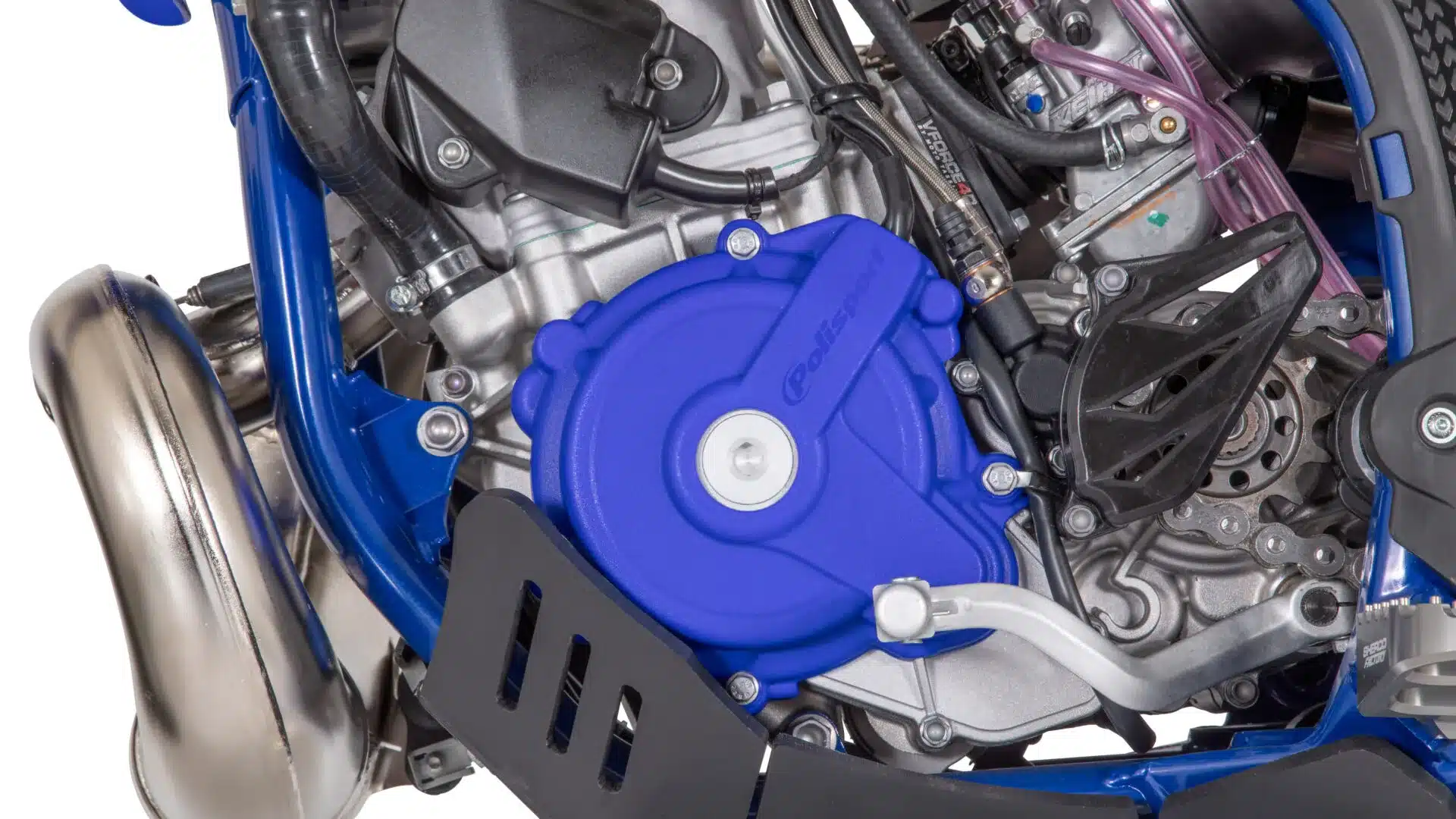 Detailansicht des Motors mit Protektoren an der Sherco 250 SE Xtrem 2026