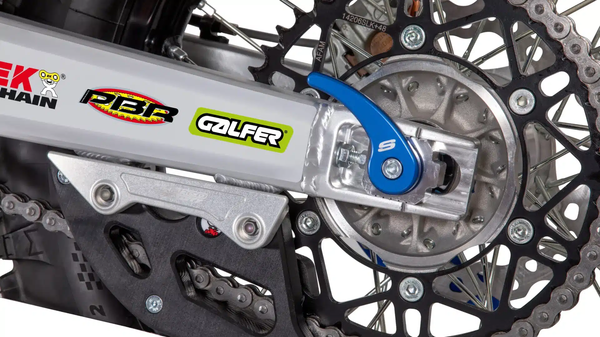 Detailansicht der Kettenführung, Kette und Hinterradaufnahme der Sherco 250 SE Xtrem 2026