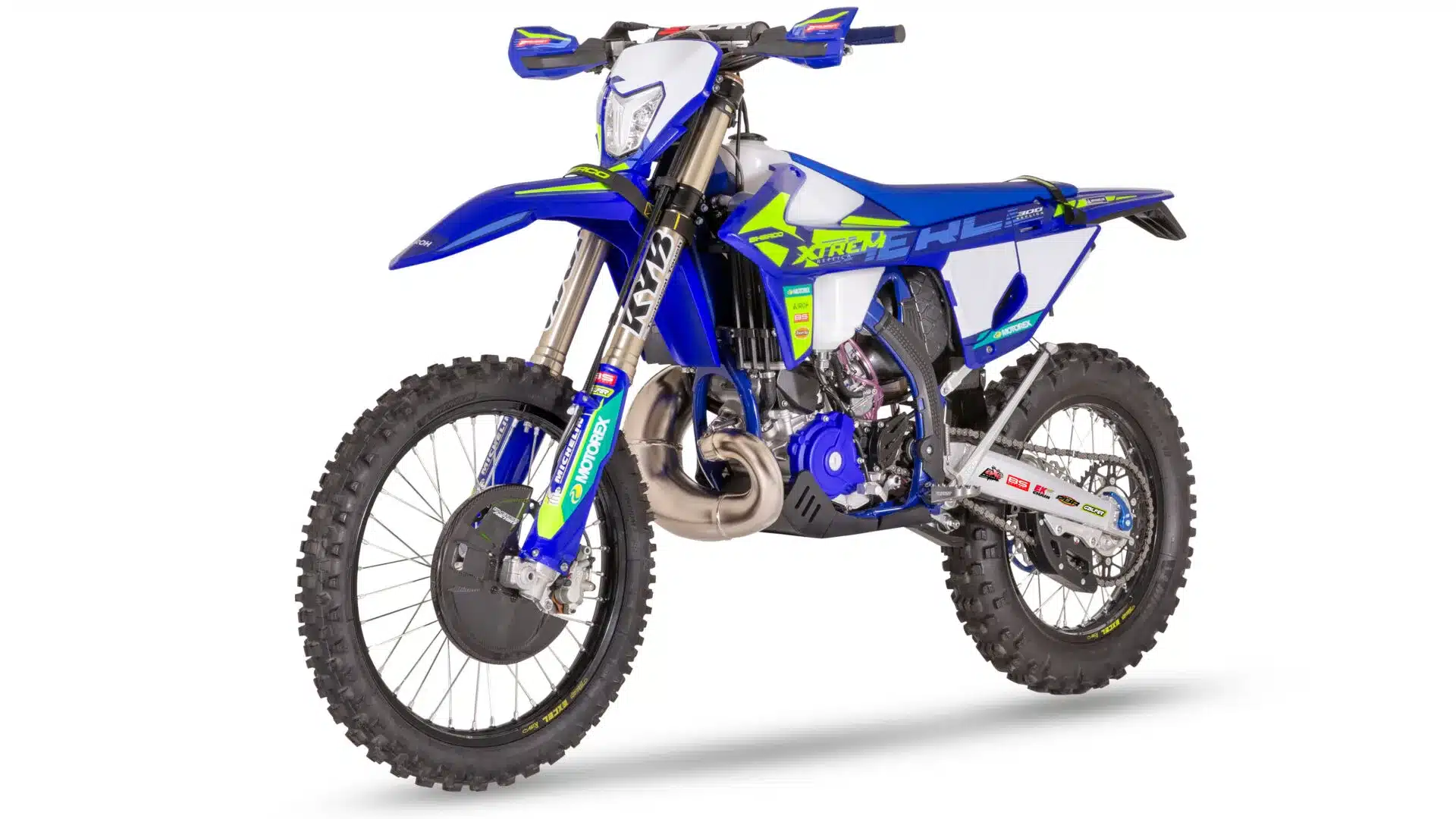 Sherco 300 SE XTREM 2026 Enduro-Motorrad in Blau mit voll ausgestattetem Werks-Styling