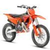 KTM 85 SX 19/16 Motocross-Motorrad in Seitenansicht, mit orangefarbenem Bodywork und großen Rädern.