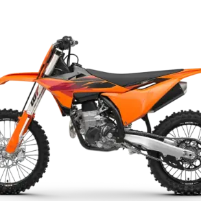 Seitenansicht der 2027 KTM 450 SX-F, einem modernen Motocross-Motorrad in Orange-Schwarz
