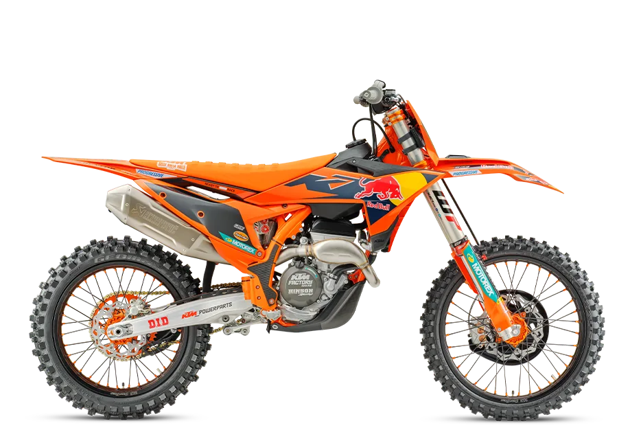 KTM 250 SX-F Factory Edition 2026, Motorrad, Seitenansicht, orange, Motocross