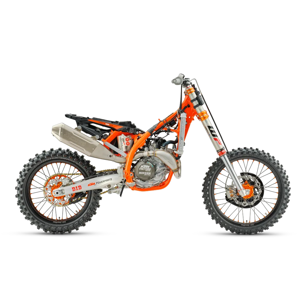 Rahmen und Fahrwerk der KTM 450 SX-F Factory Edition, Baujahr 2026, ohne Verkleidung