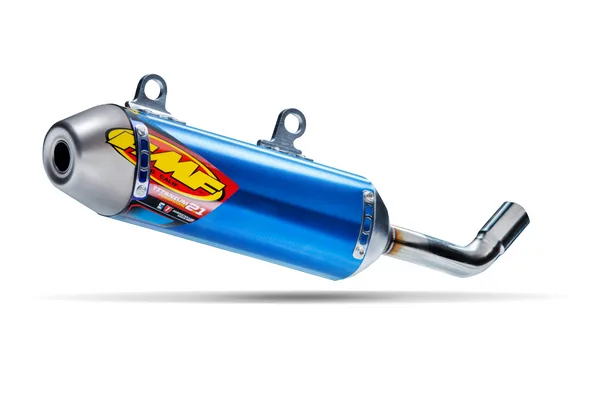 FMF Titanium 2.1 SHORTY Silencer in blau, leichter Schalldämpfer für Zweitakt-Motocross-Bikes
