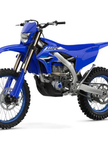 Yamaha WR250F 2026 in Icon Blue als sportliches Enduro-Motorrad mit Aluminiumrahmen und Offroad-Ausstattung.