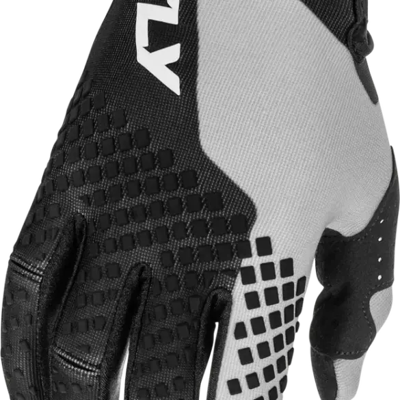 Kinetic Gloves Motocross-Handschuh mit Silikon-Fingergrippern und Split-Knöcheln in der Farbkombination Schwarz-Grau.