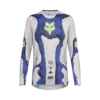 Fox 180 Awareness Limited Edition Trikot in Kreideweiß mit auffälligem blauem Muster und Fox-Logo, Vorderansicht