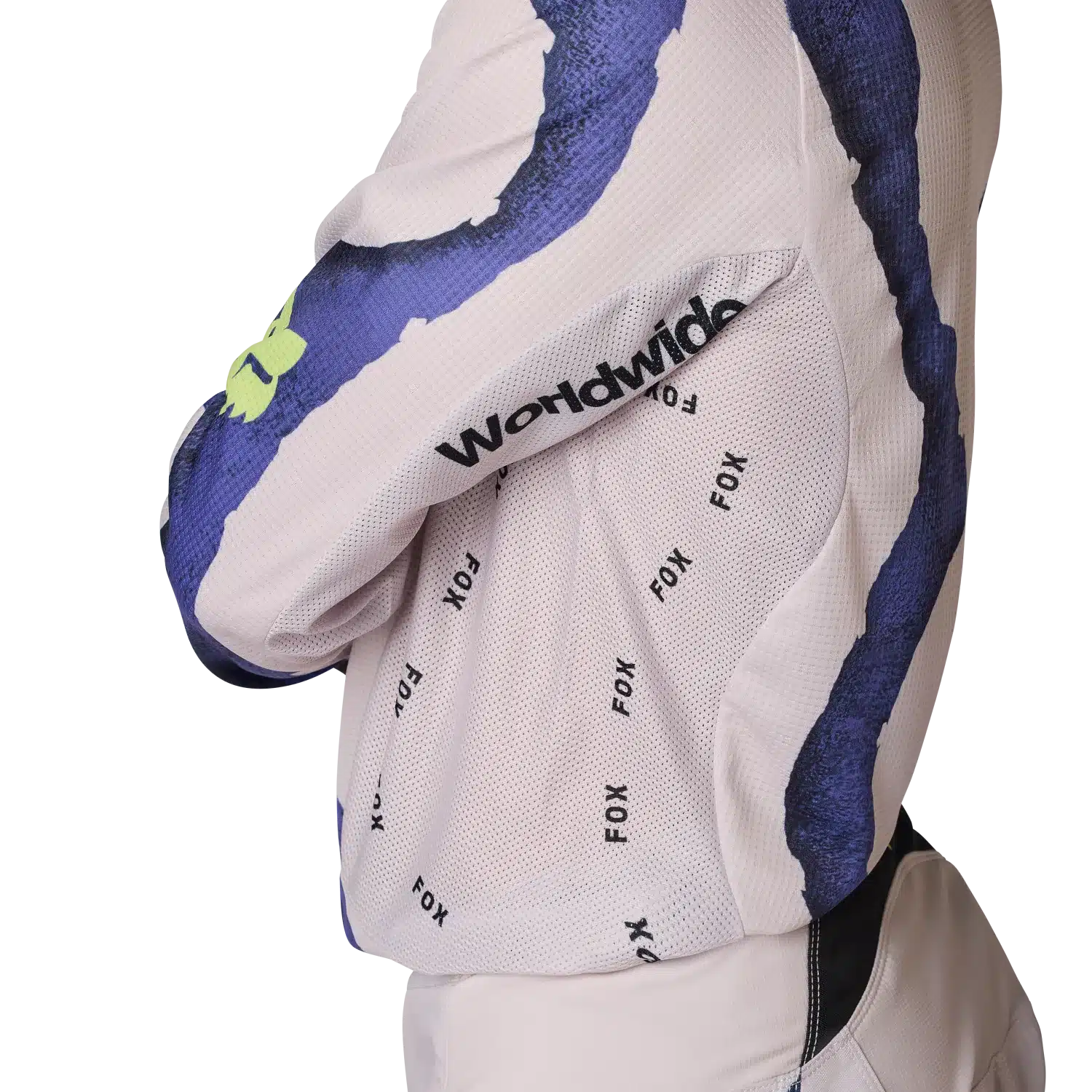 FOX 180 Awareness Limited Edition Trikot, Seitenansicht mit Mesh-Struktur und auffälligem Design.