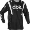 Schwarzes Kinetic Mesh DBK Jersey mit weißen Akzenten und dbk-Logo, ideal für heiße Bedingungen beim Motocross.
