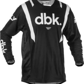 Schwarzes Kinetic Mesh DBK Jersey mit weißen Akzenten und dbk-Logo, ideal für heiße Bedingungen beim Motocross.