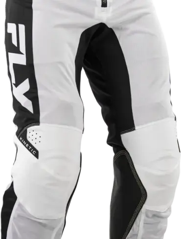 FLY Racing Kinetic Mesh Pants in Weiß und Schwarz mit Mesh-Einsätzen und BOA Verstell-System