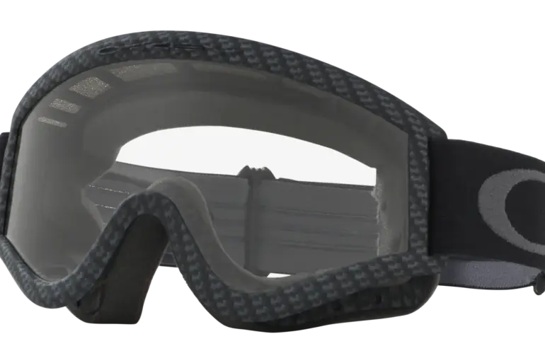 L-Frame MX Schutzbrille mit klarem Glas und Carbon-Fiber-Rahmen von Oakley für Motocross und Enduro.
