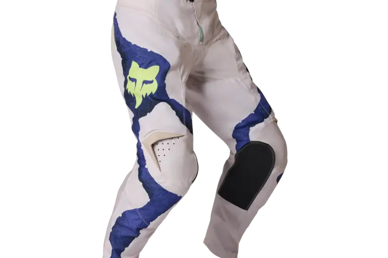 Kreideweiße 180 Awareness Limited Edition Motocross-Hose mit blauem Muster und Fox-Logo