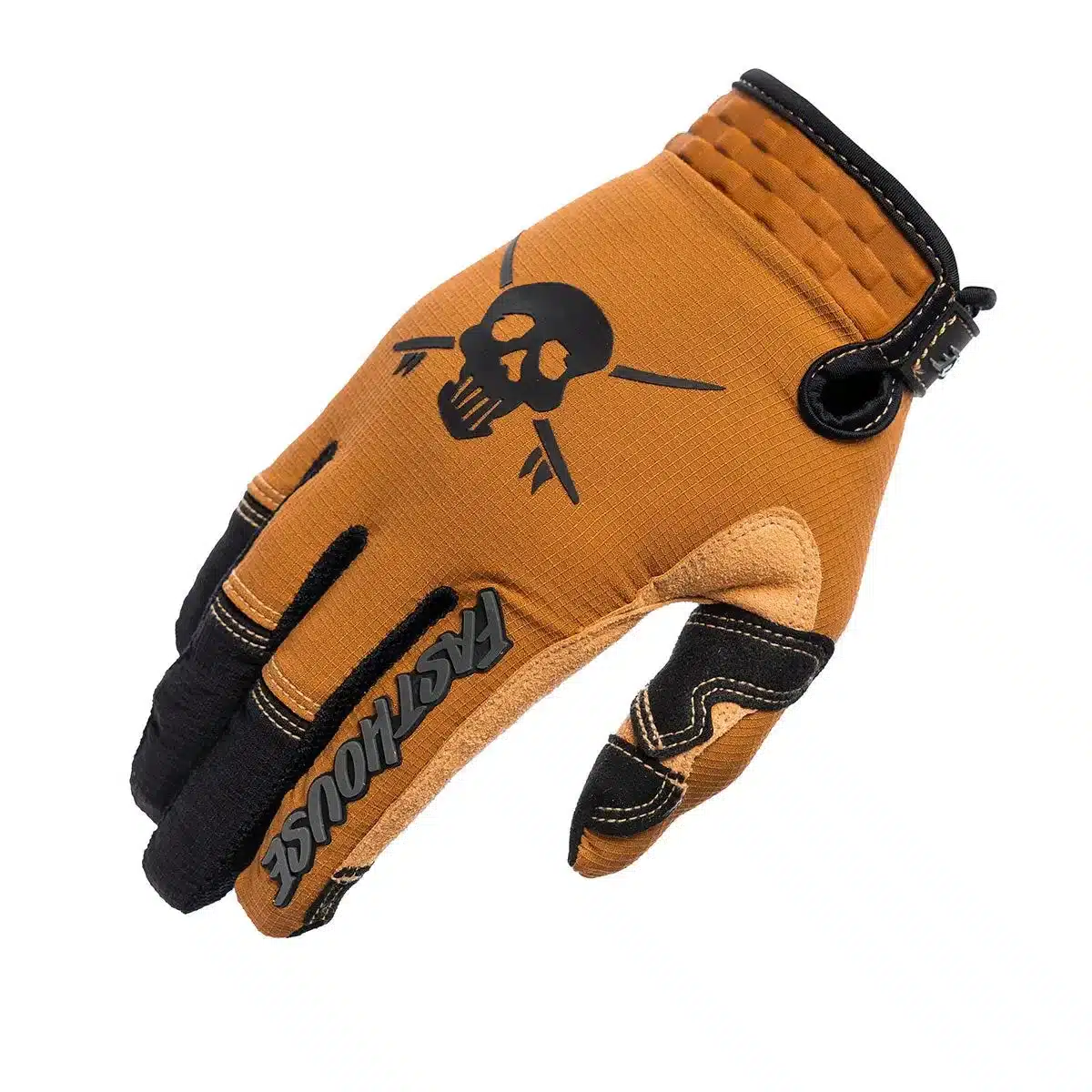 Offroad-Handschuh Sanguaro Bennet Glove in Camel mit Klettverschluss und Skull-Print