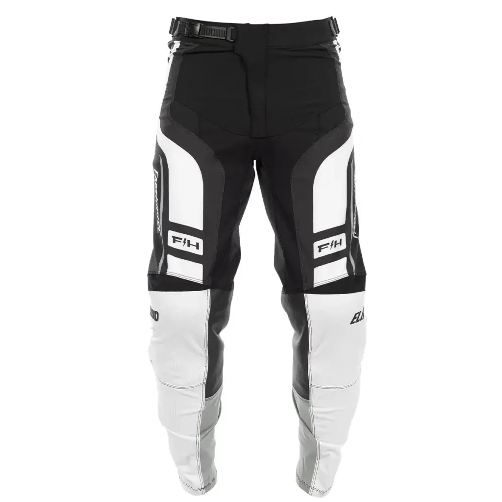 Elrod React Pant Motorrad-Hose in Schwarz-Weiß mit verstärkten Panels und Ratschenverschluss