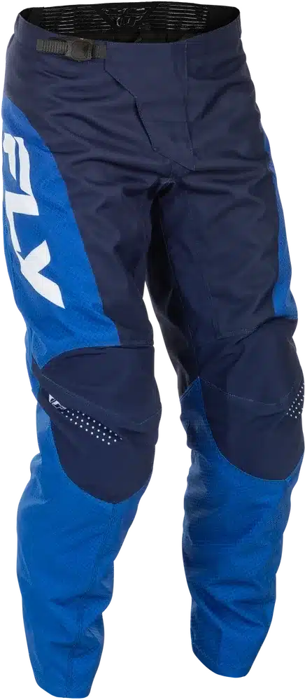 Blaue FLY Racing F‑16 Pants Motorradhose freigestellt vor weißem Hintergrund