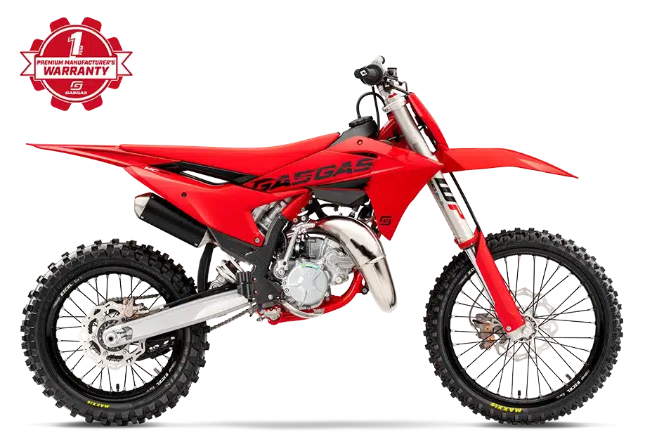 GasGas MC 85 17/14 2027 Motocross-Motorrad in Rot, Seitenansicht auf weißem Hintergrund