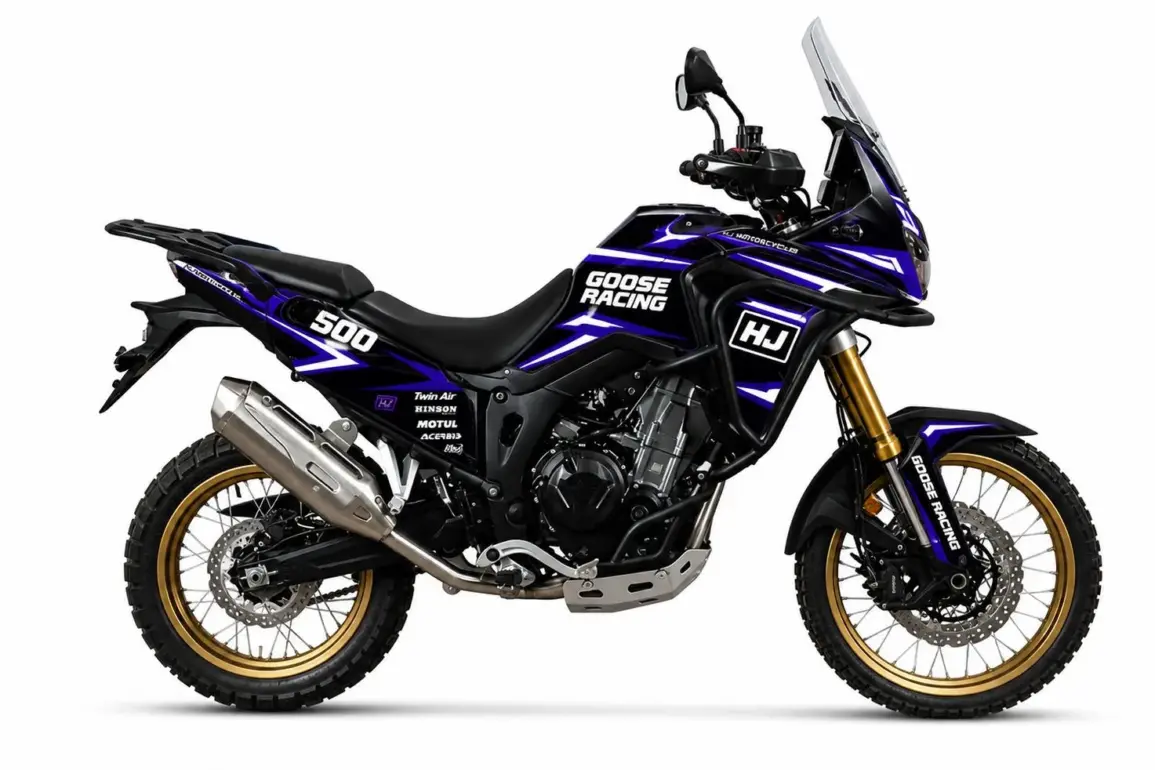 Seitenansicht der Hengjian HJ500-8 ADV Reise-Enduro mit sportlichem Design und Offroad-Bereifung