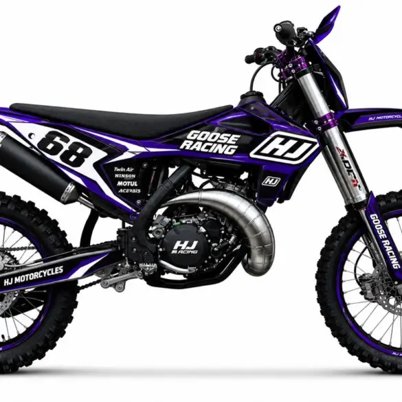 Hengjian S7-MT250 Offroad-Motorrad in Seitenansicht mit sportlichem Design und grobstolligen Reifen.