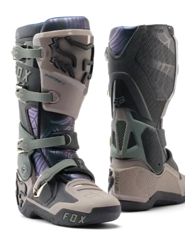 Fox Lab Instinct Motocross-Stiefel mit Verschlusssystem, Wiederbesohlung und stabilem Scharniersystem.