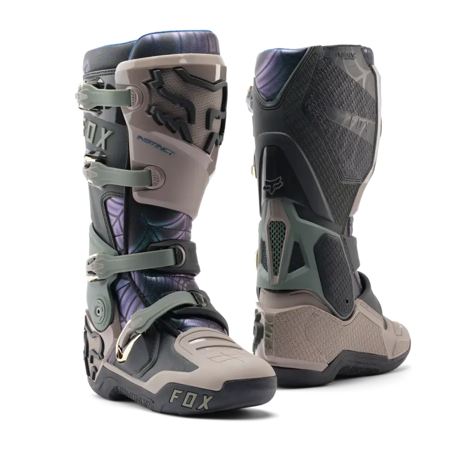 Fox Lab Instinct Motocross-Stiefel mit Verschlusssystem, Wiederbesohlung und stabilem Scharniersystem.