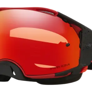 Motocross-Brille Oakley Airbrake MX mit roter Prizm MX Torch Iridium Scheibe und Red Motion Strap.