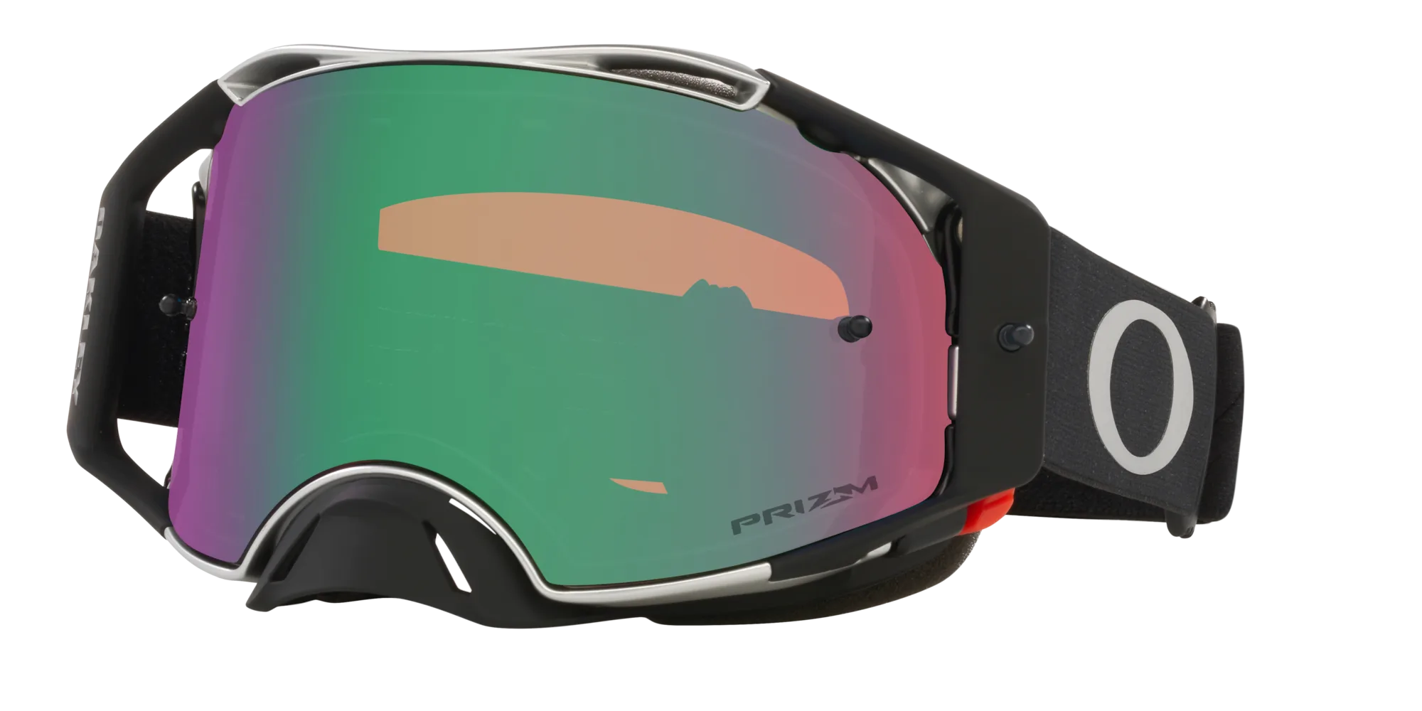 Oakley Airbrake MX Motocross-Brille mit Prizm MX Torch Iridium Glas auf weißem Hintergrund