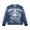 Blaues Fox Lab Airbrushed LS Top mit auffälligem Airbrush-Design auf Brust und Ärmeln.
