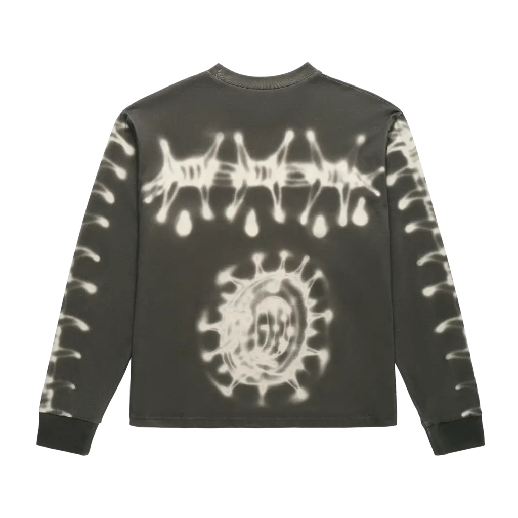 Fox Lab Airbrushed LS Top – Rückansicht mit auffälligem Airbrush-Muster auf schwarz
