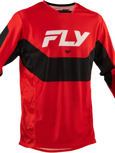Kinetic Mesh Jersey von FLY Racing in Rot und Schwarz, atmungsaktives MX- und Enduro-Trikot für heiße Tage
