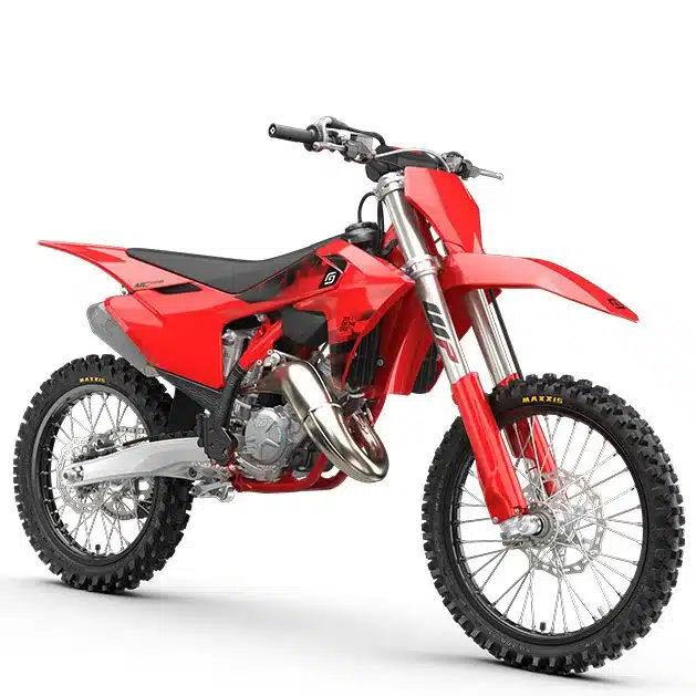 Rote GASGAS MC 125 2027 Motocross-Maschine mit moderner Ausstattung und sportlichem Design